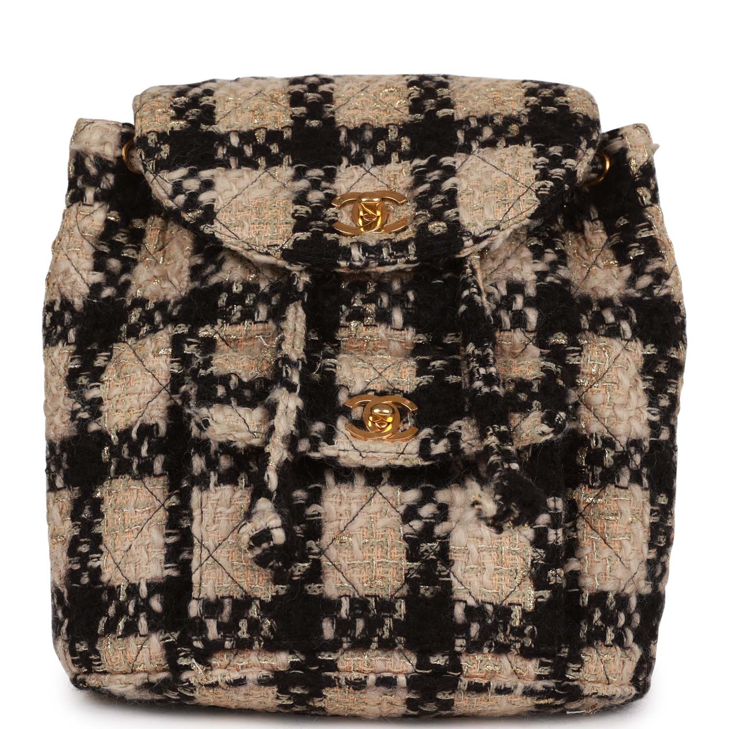 Chanel Duma Backpack Beige and Black Tweed Gold Hardware