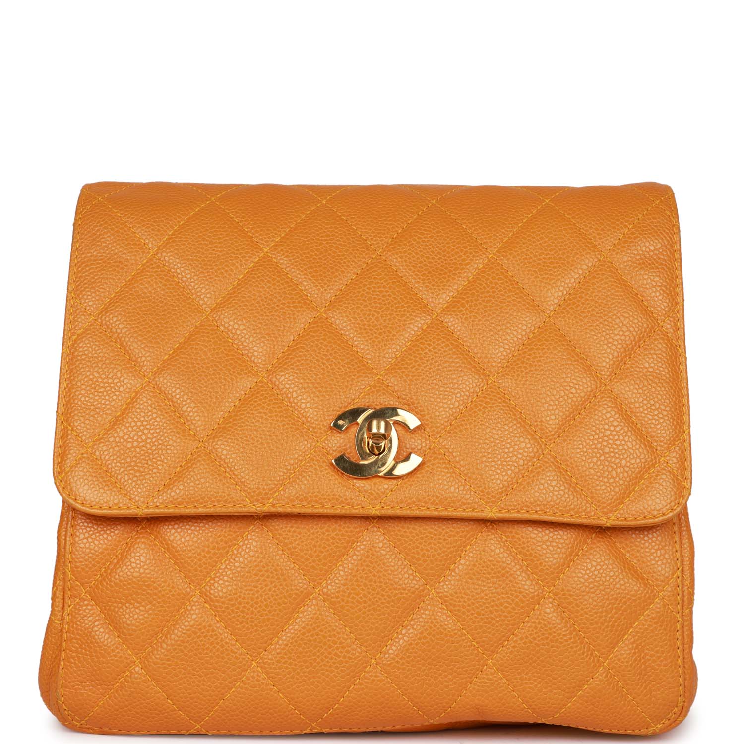 Chanel Flap Backpack Yellow Caviar Gold Hardware