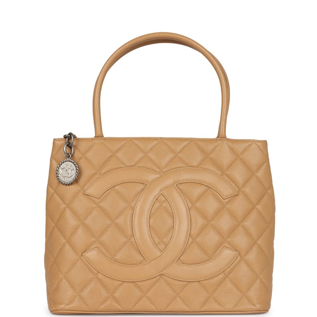 Chanel Medallion Tote Bag Beige Caviar Silver Hardware - Product Image 2