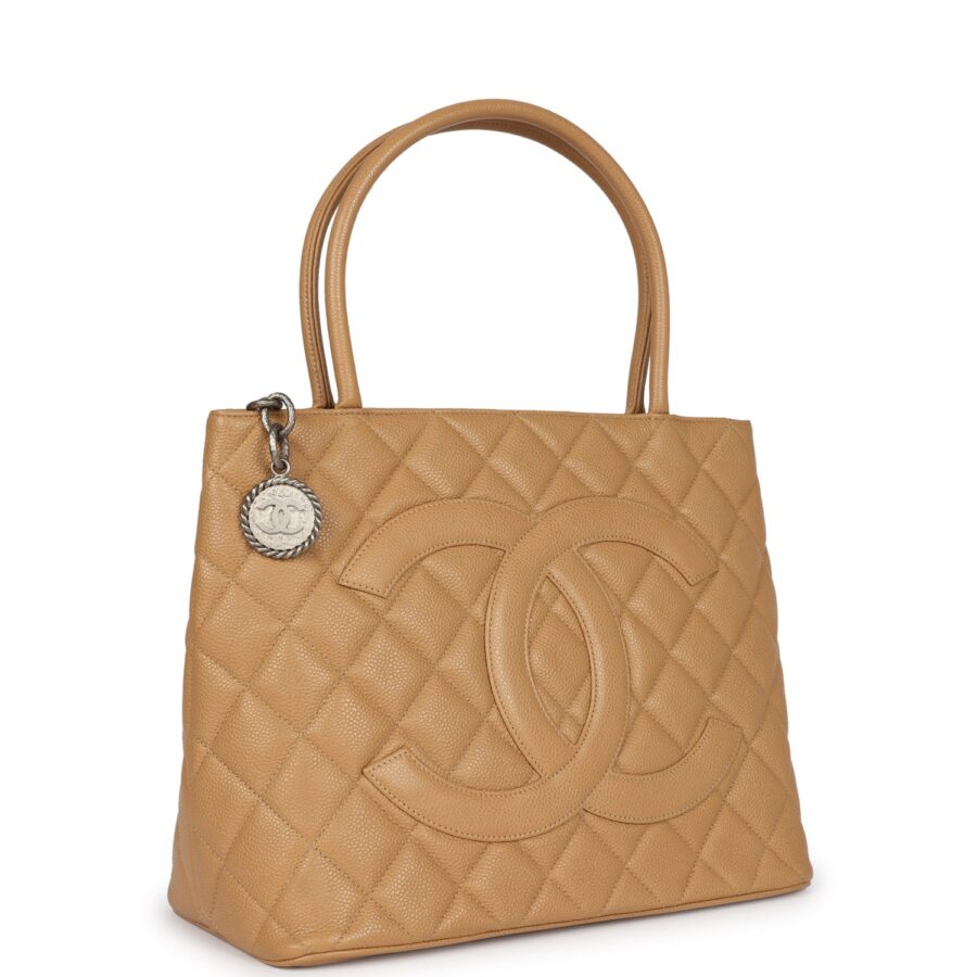 Chanel Medallion Tote Bag Beige Caviar Silver Hardware | Studio Nafay