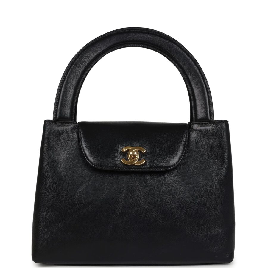 Chanel Large Kelly Black Caviar Gold Hardware Shoulder Bag | Studio Nafay