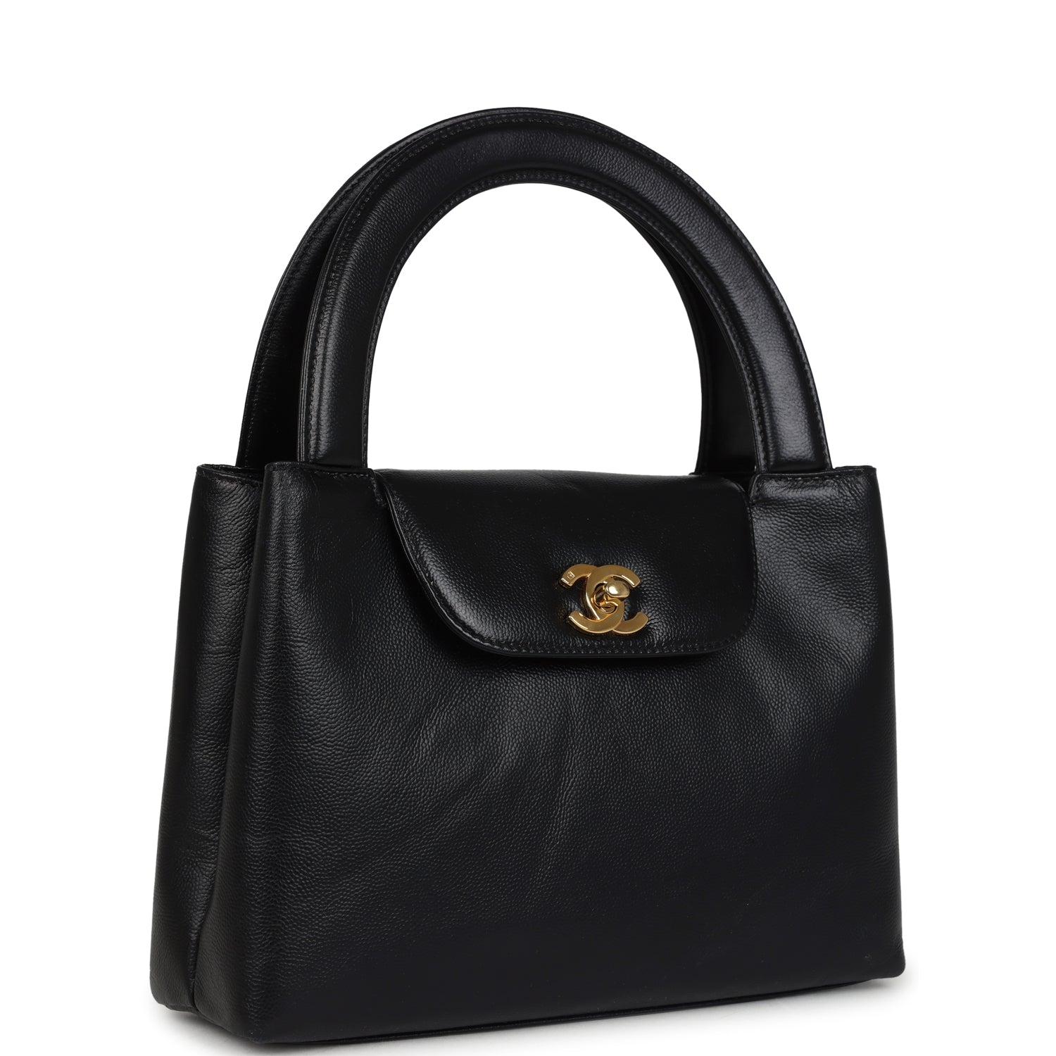 Chanel Large Kelly Black Caviar Gold Hardware Shoulder Bag