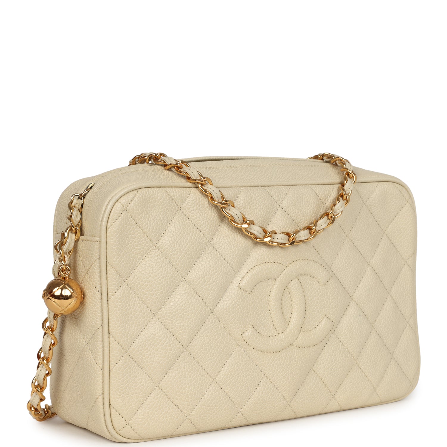 Chanel Medium Camera Bag Light Beige Caviar Gold Hardware