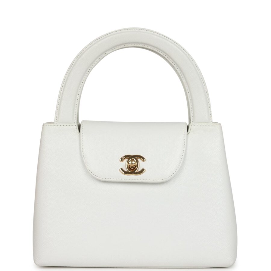 Chanel Small Kelly White Caviar Gold Hardware Shoulder Bag | Studio Nafay