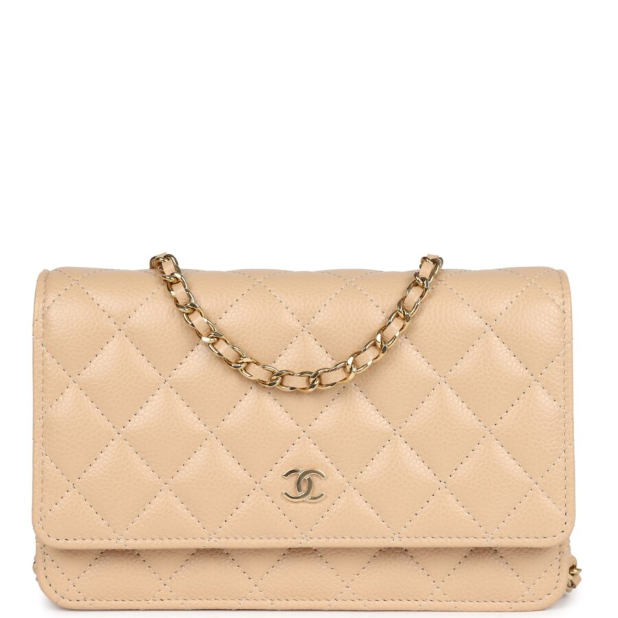 Chanel Wallet On Chain WOC Light Beige Caviar Gold Hardware Crossbody | Studio Nafay