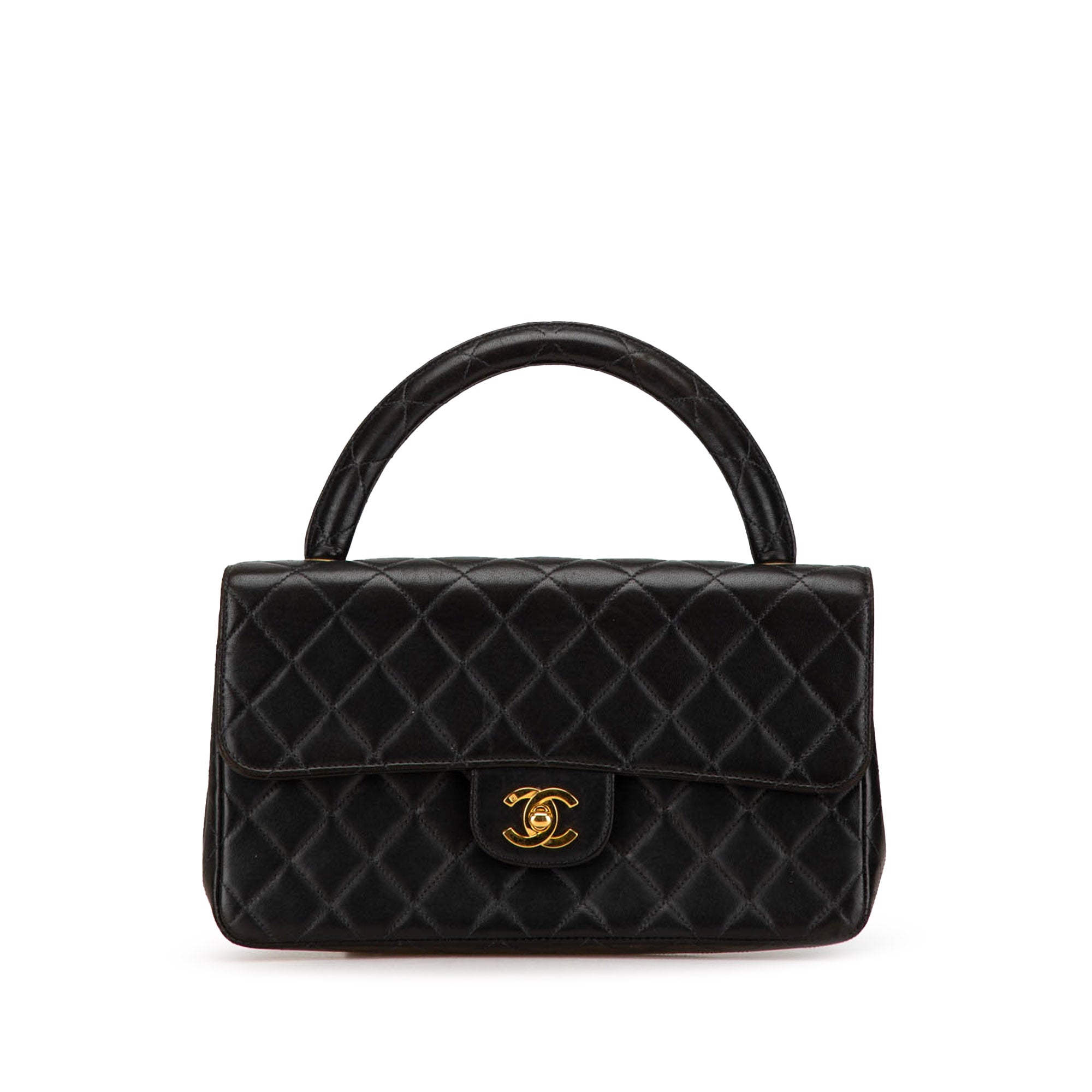 Black Chanel Medium Classic Lambskin Kelly Flap Bag
