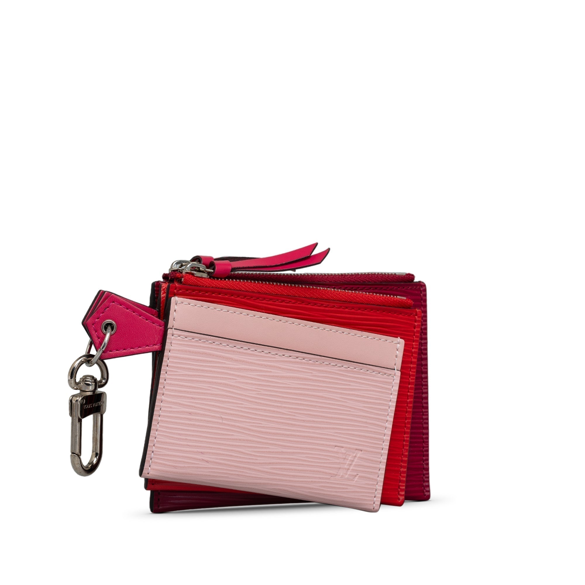 Red Louis Vuitton Epi Trio Coin Pouch