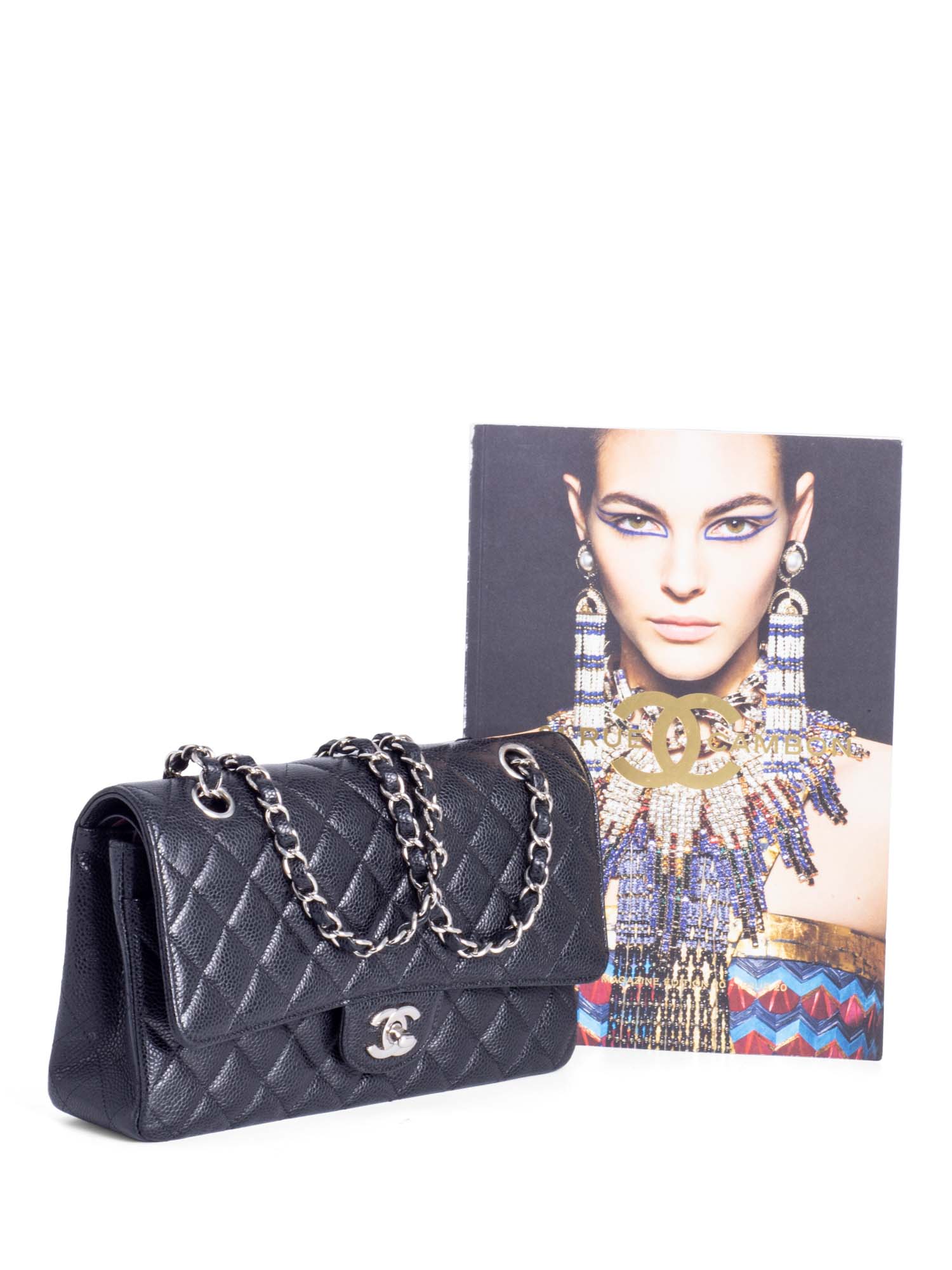 Chanel. Caviar Quilted Medium Double Flap Black
