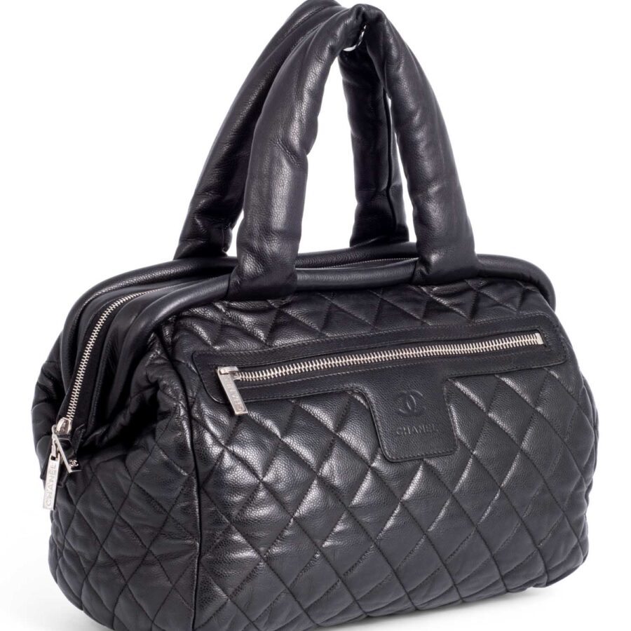 Chanel CC Logo Caviar Leather Cocoon Duffle Bag Black | Studio Nafay