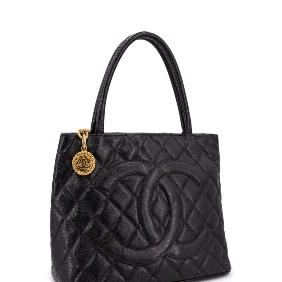 Chanel CC Logo Caviar Quilted Leather Medallion Bag Black | Studio Nafay