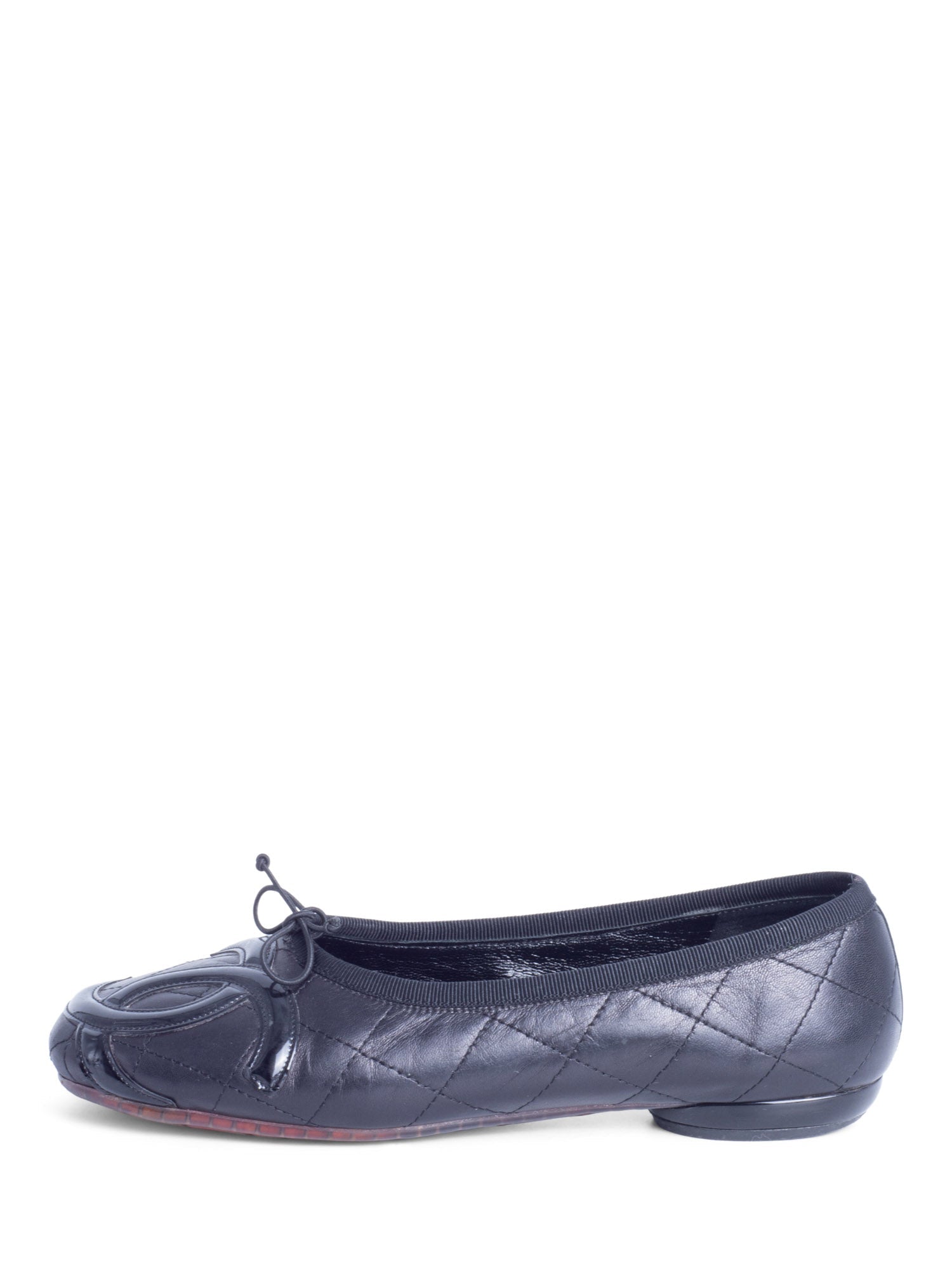 Chanel CC Logo Quilted Leather Ballet Flats Black