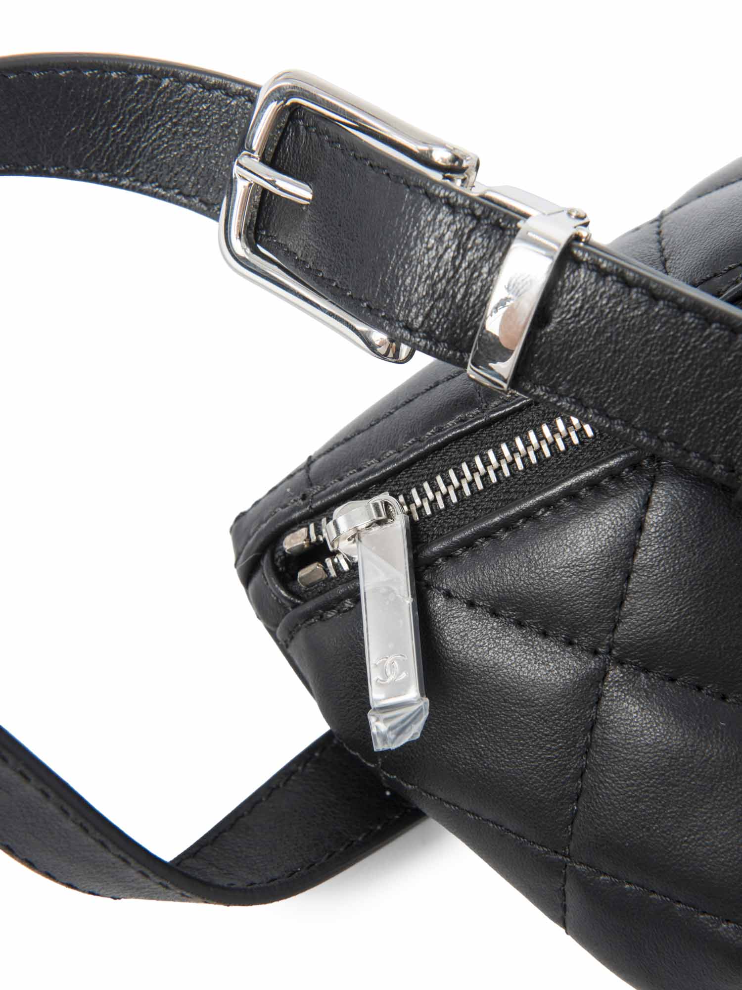 Chanel CC Logo Quilted Leather Belt Bag Black