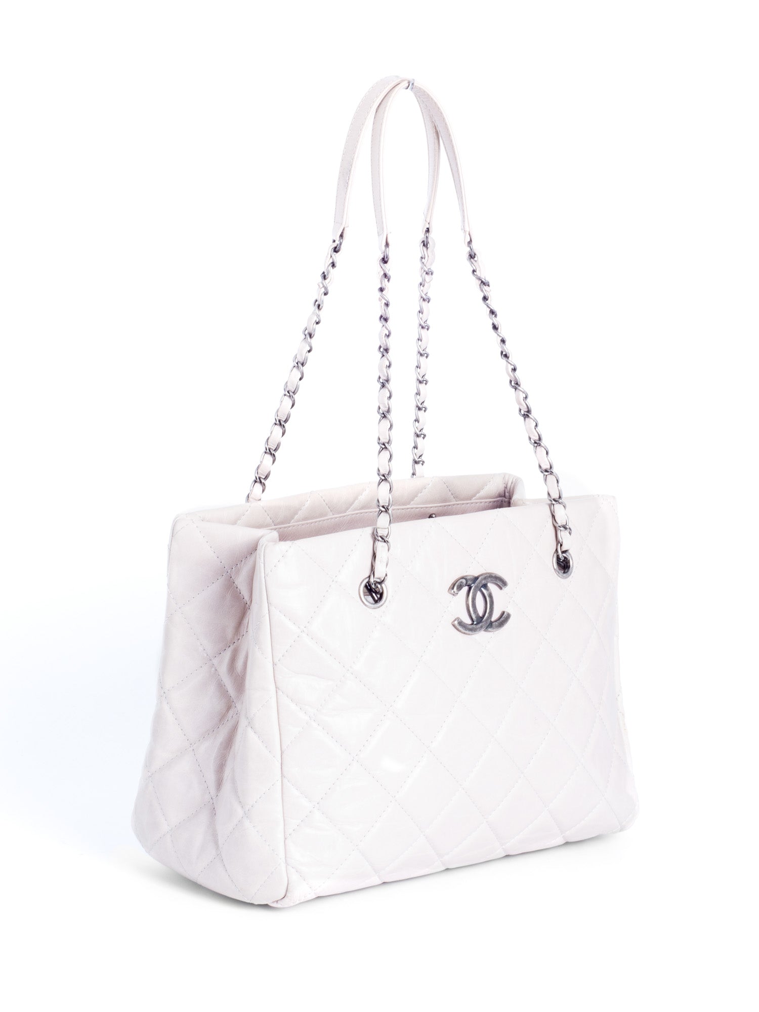 Chanel CC Logo Quilted Leather Grand Shopper Bag Light Taupe