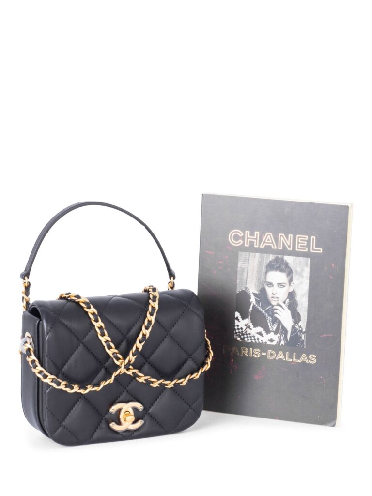 Chanel CC Logo Quilted Leather Mini Square Bag Black | Studio Nafay