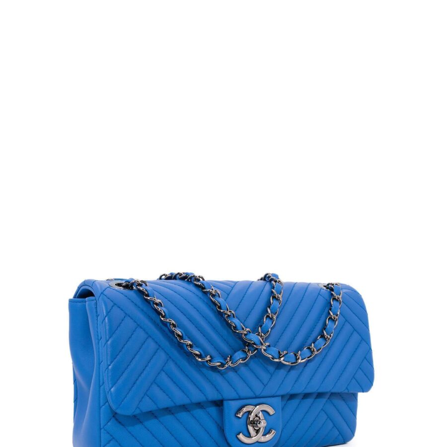 Chanel Chevron Quilted Leather Flap Bag Royal Blue | Studio Nafay