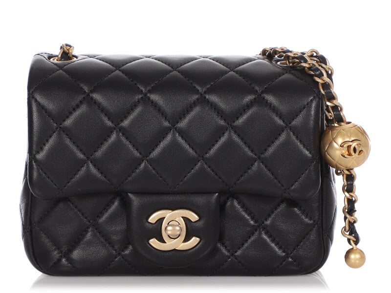 CHANEL LAMBSKIN LEATHER MINI PEARL CRUSH SQUARE FLAP BAG | Studio Nafay