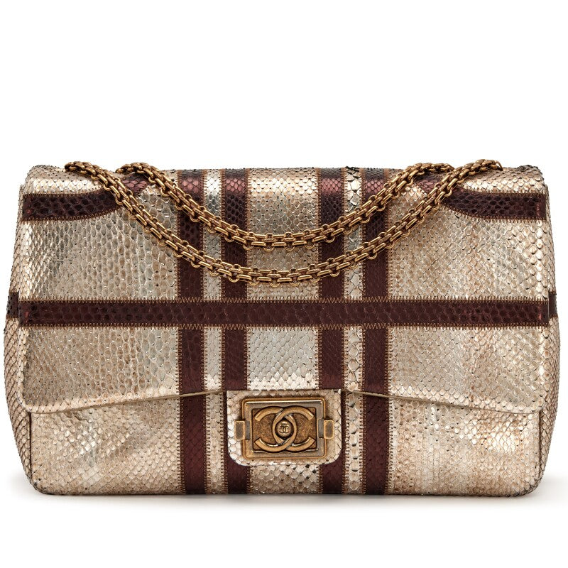 CHANEL -BOMBAY METALLIC PYTHON LARGE CLASSIC SINGLE FLAP BAG | Studio Nafay