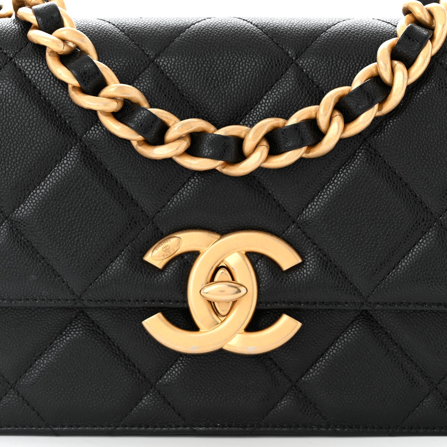 CHANEL SHINY CAVIAR QUILTED FLAP BAG