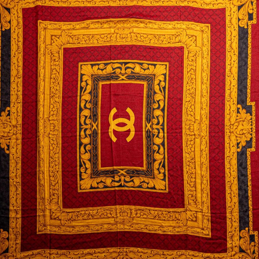 Chanel Silk Wool CC Logo Large Shawl Red | Studio Nafay