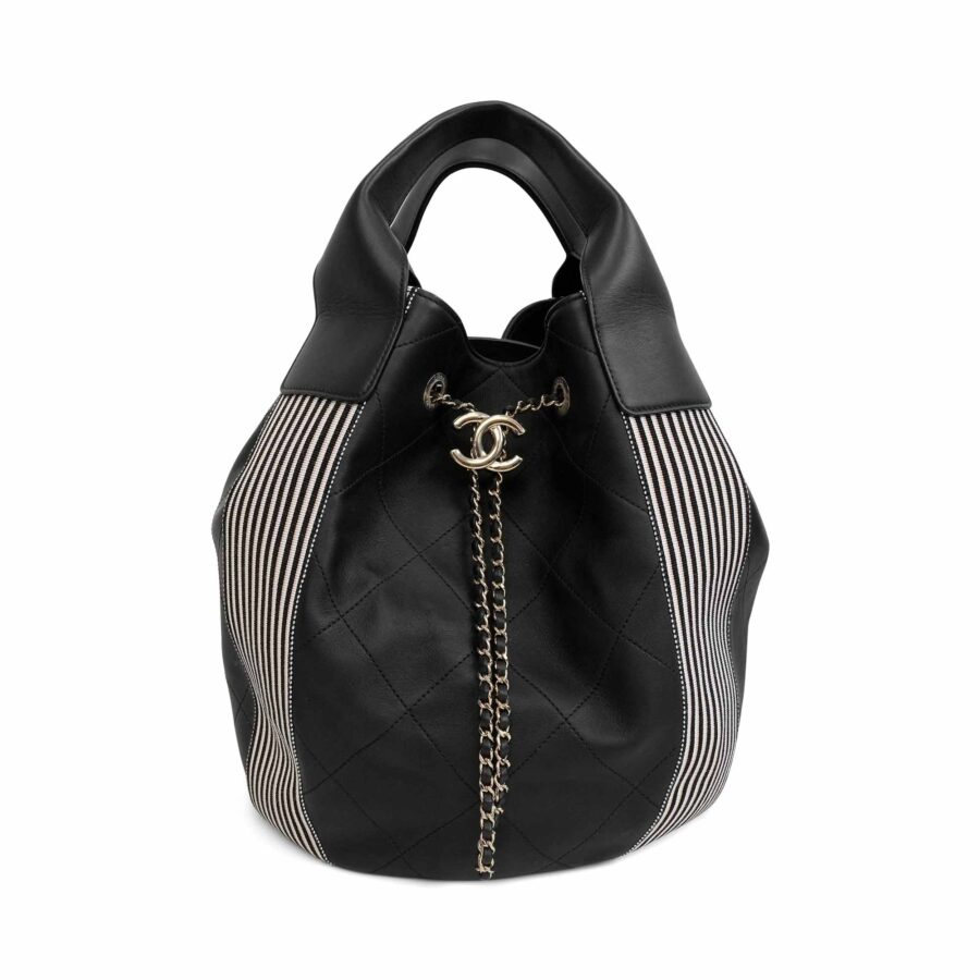 CHANEL Black/White Bucket Handbags | Studio Nafay