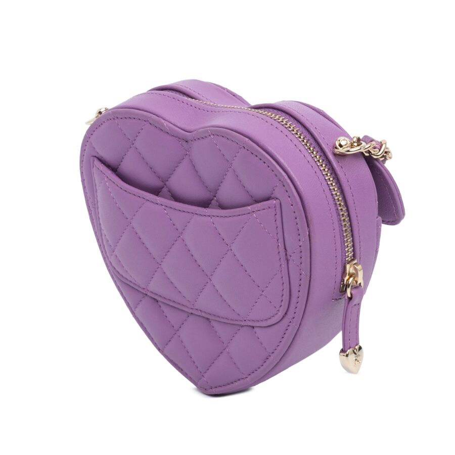Purple Chanel Mini Lambskin CC in Love Heart Crossbody | Studio Nafay