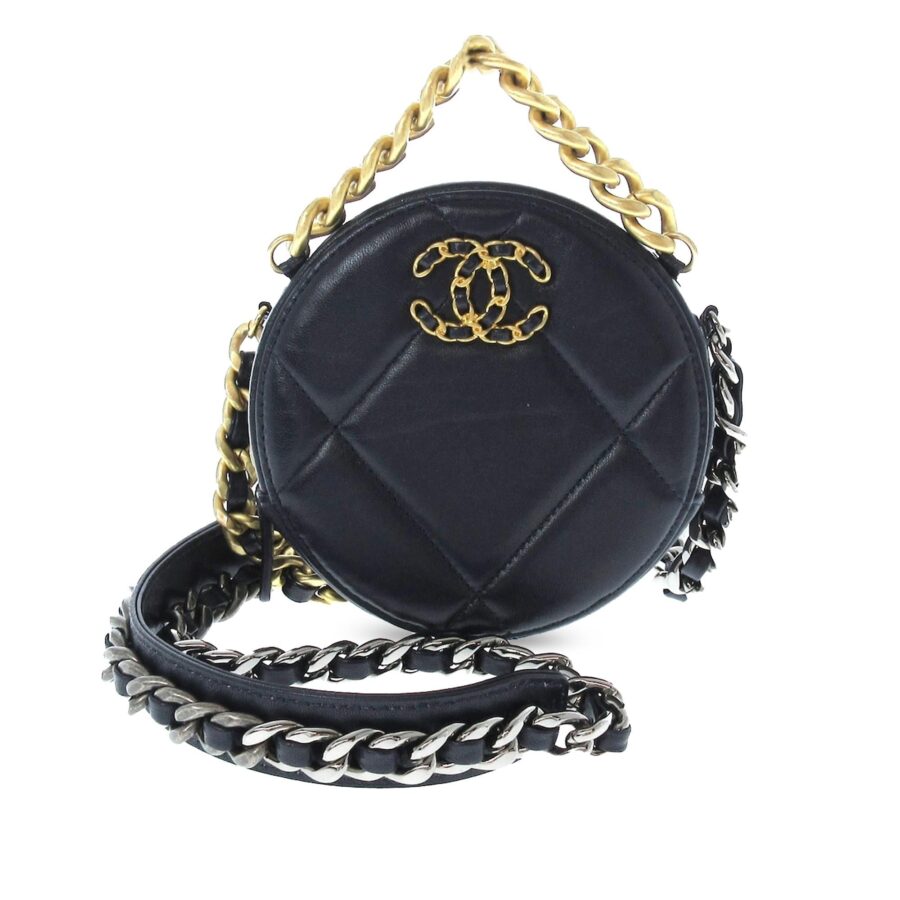Chanel 19 Round Lambskin Clutch With Chain | Studio Nafay