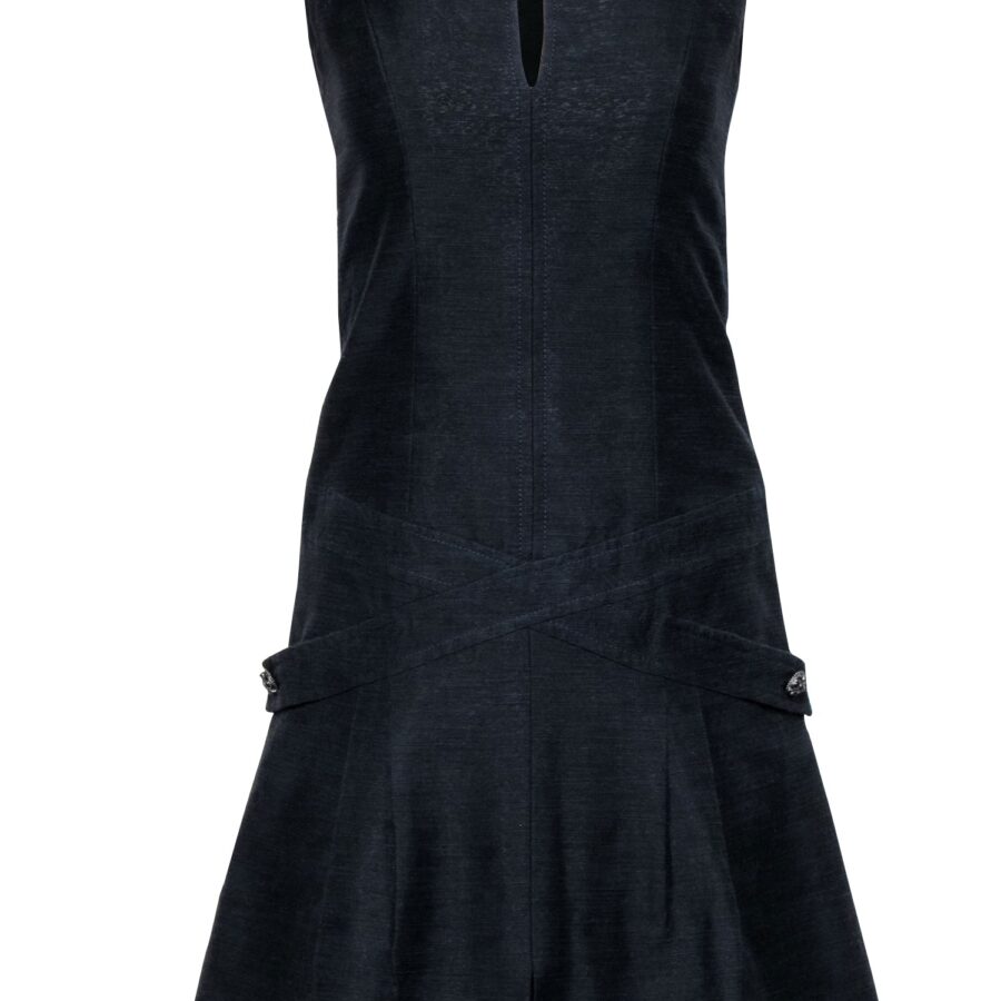 Chanel - Black Textured Sleeveless Drop Waist Dress Sz | Studio Nafay