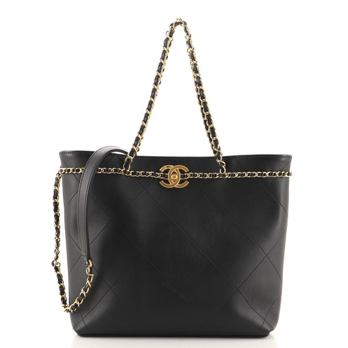 CHANEL CC Lock Chain Handle Small Shopping Tote Quilted Calfskin | Studio Nafay
