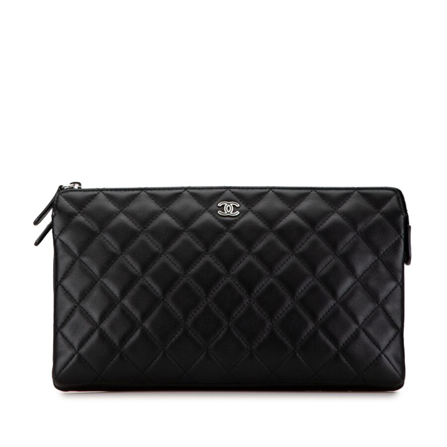 Chanel CC Quilted Lambskin Double Zip Clutch | Studio Nafay