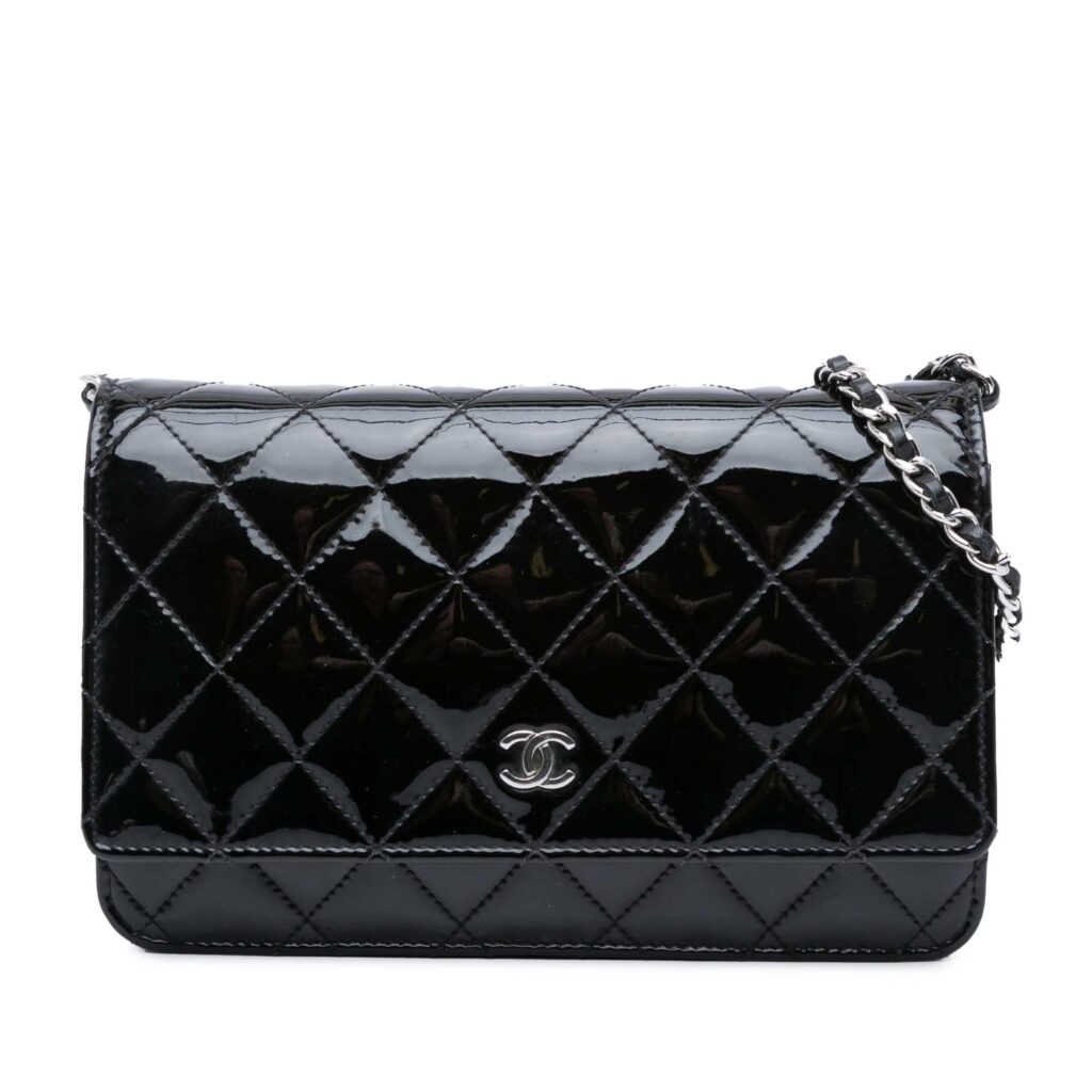 Chanel CC Quilted Patent Wallet On Chain | Studio Nafay