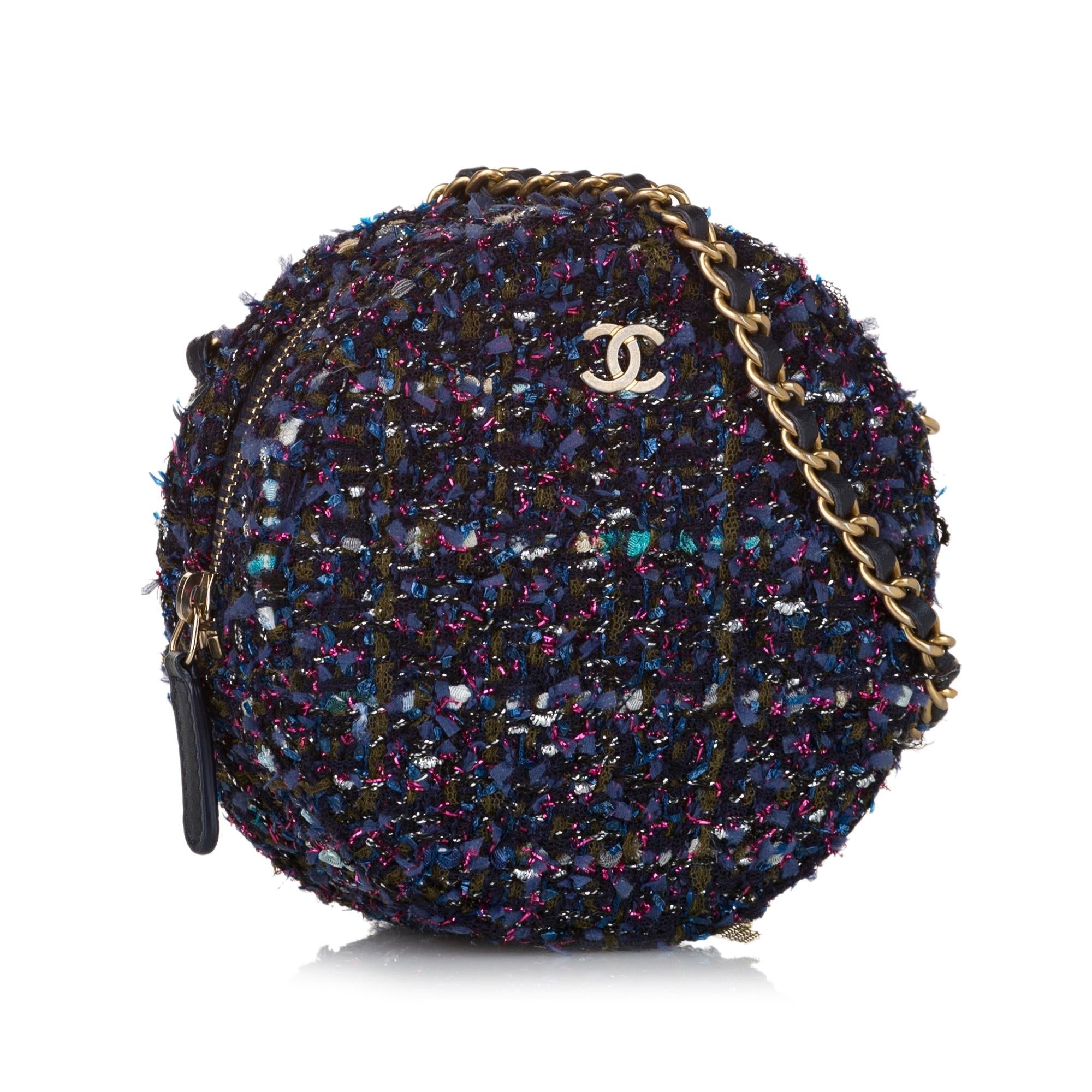 Chanel CC Round Tweed Crossbody Bag