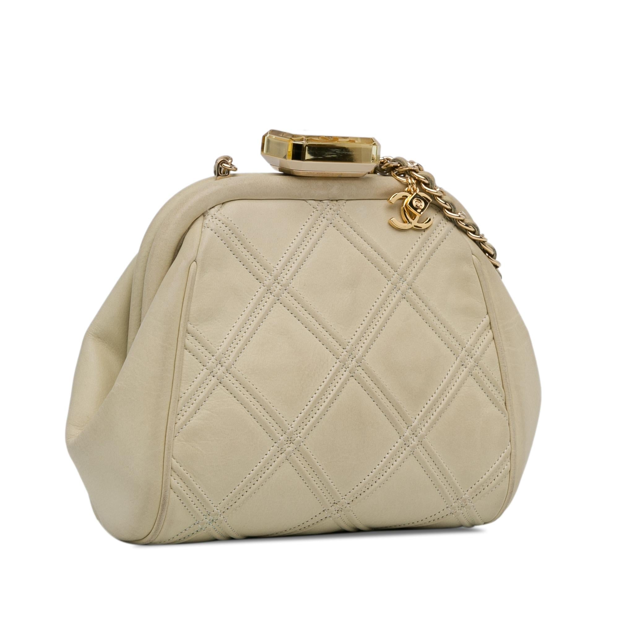 Chanel Calfskin Kiss Lock Frame Bag