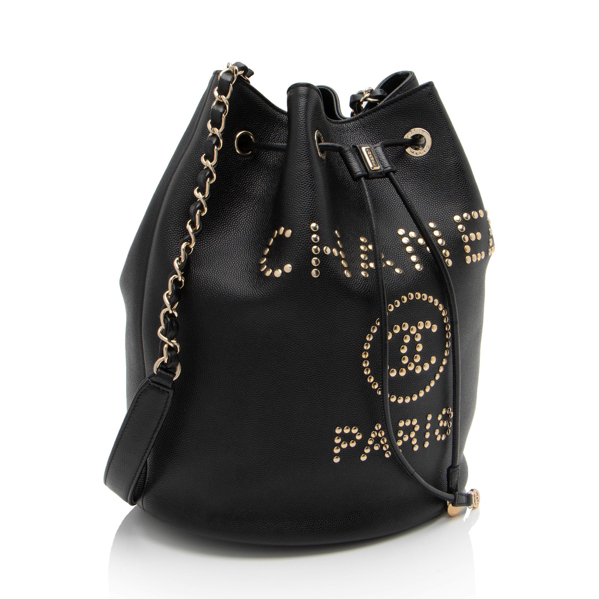 Chanel Caviar Leather Studded CC Deauville Bucket Bag - Product Image 2