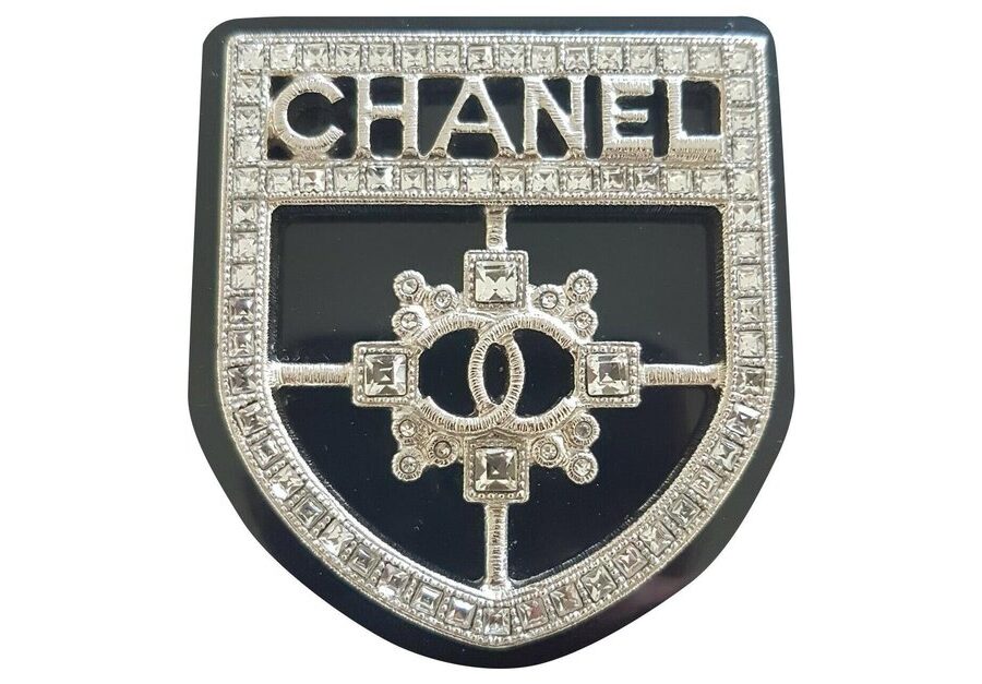 CHANEL CC Crystal Crest Shield Armor Brooch Handbag | Studio Nafay