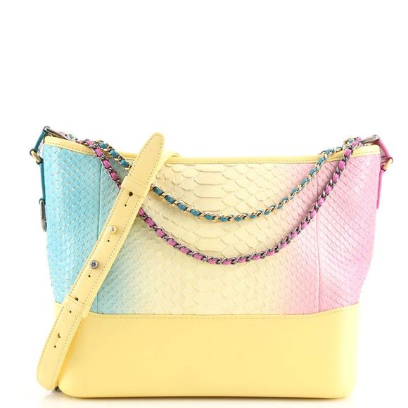 CHANEL CC PYTHON GABRIELLE HOBO BAG IN YELLOW MULTICOLOR | Studio Nafay