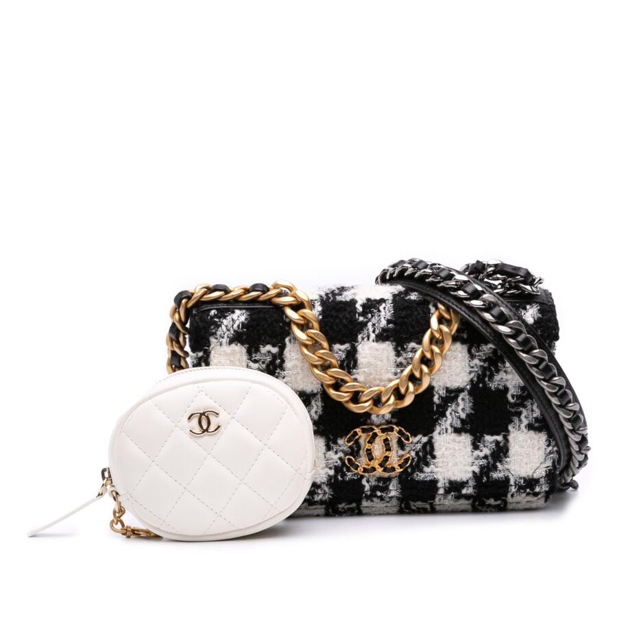 Chanel Houndstooth Tweed 19 Wallet On Chain | Studio Nafay