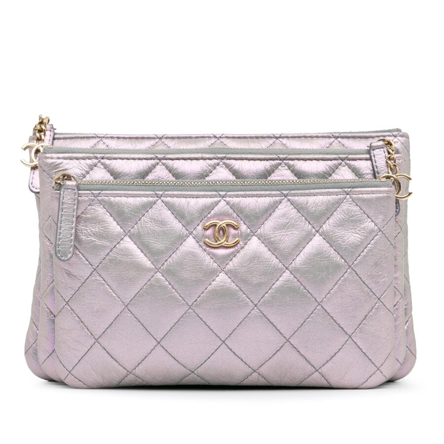 Chanel Iridescent Crumpled Calfskin Trio Cosmetic Case Handbag | Studio Nafay