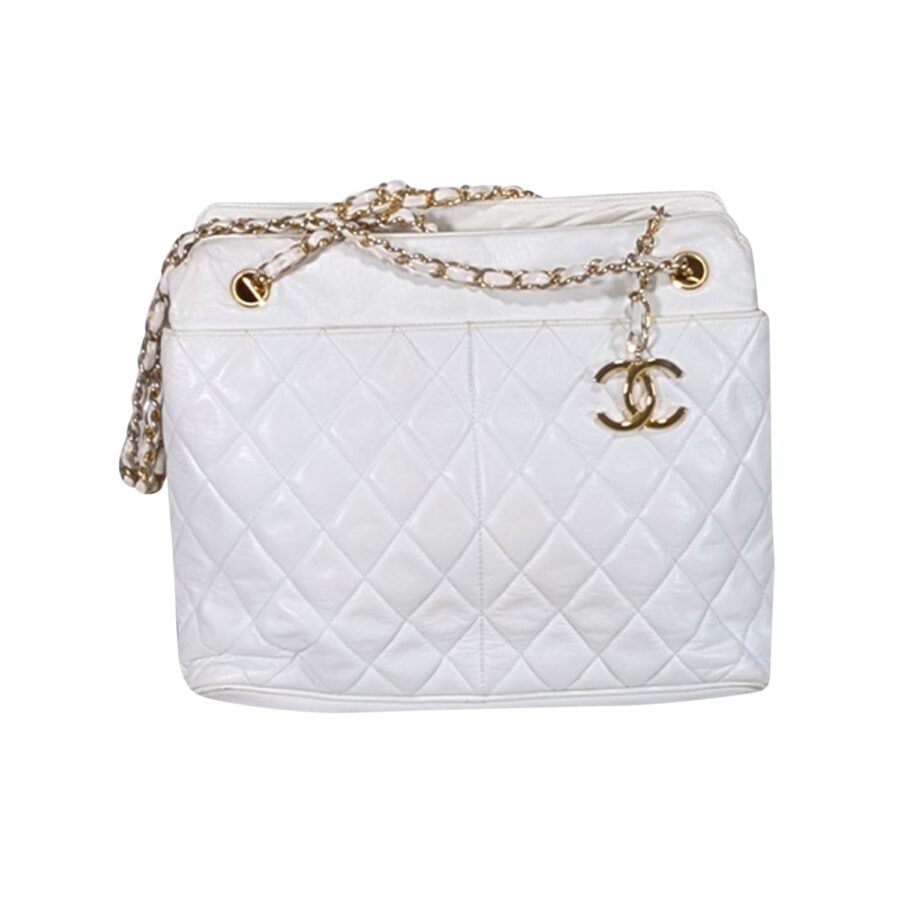 Chanel - Ivory Quilted Leather Shoulder Bag | Studio Nafay