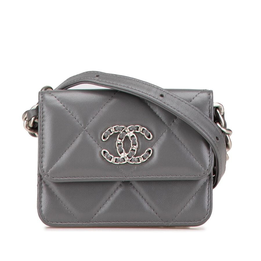 Chanel Lambskin 19 Flap Coin Purse With Chain | Studio Nafay