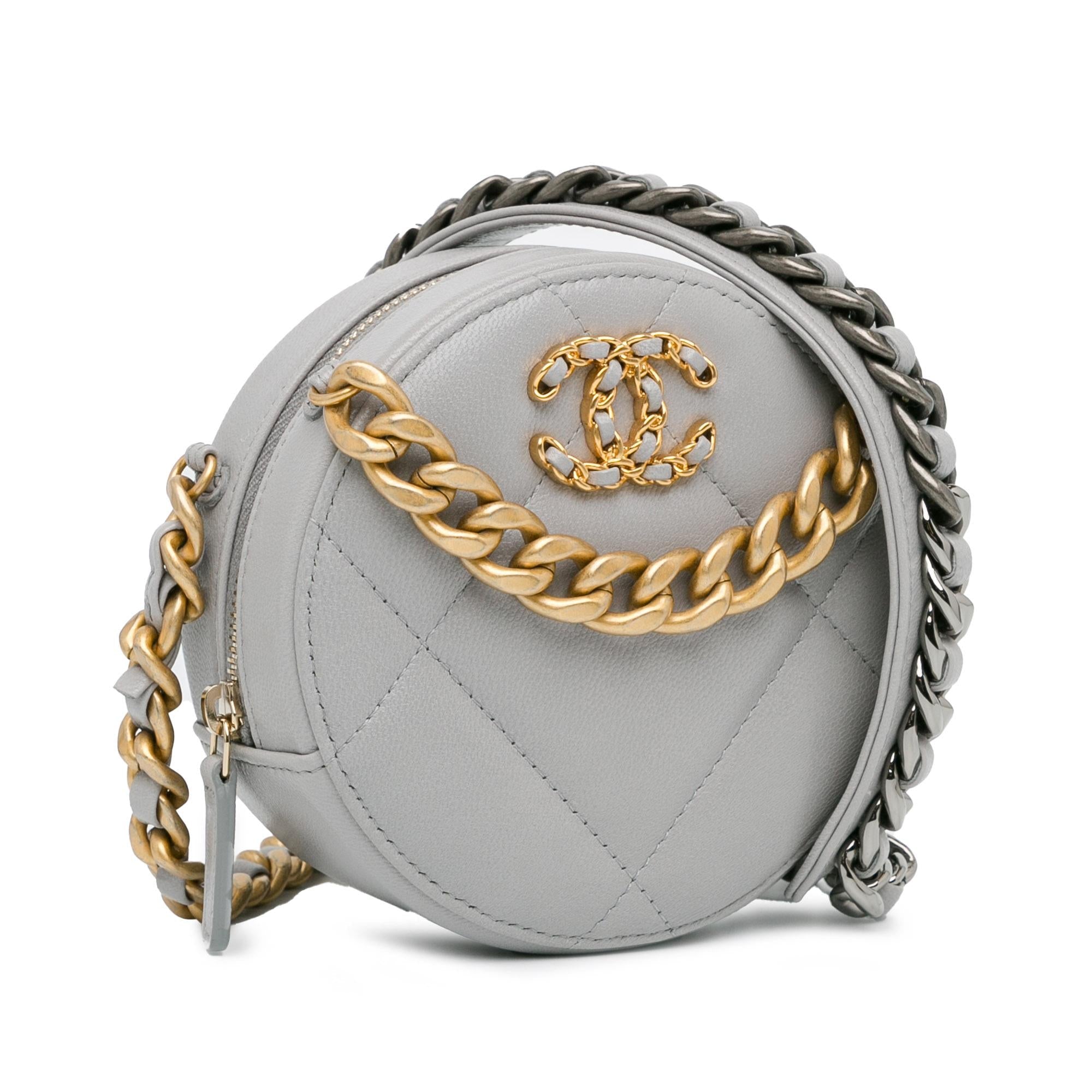 Chanel Lambskin 19 Round Clutch with Chain