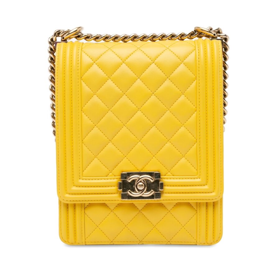 Chanel Lambskin North South Boy Flap Crossbody | Studio Nafay