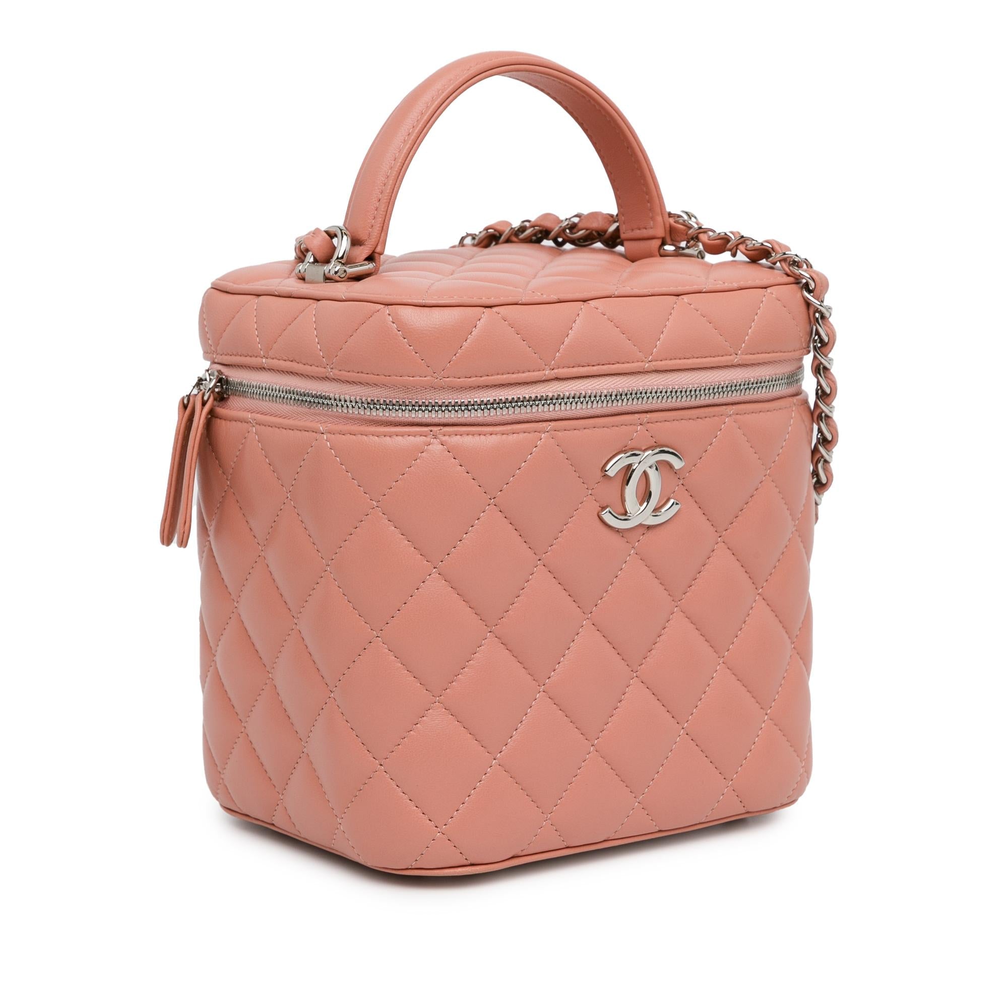 Chanel Lambskin Top Handle Vanity Case with Chain Handbag