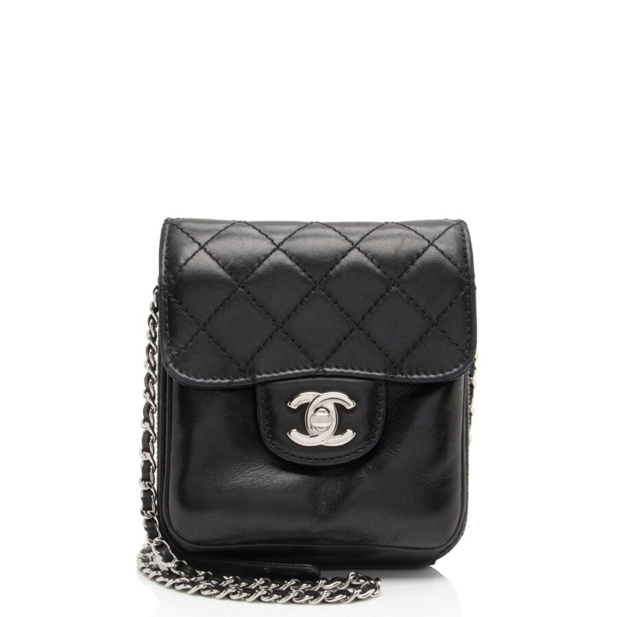 Chanel Lambskin Zip Around Mini Wallet on Chain Crossbody | Studio Nafay