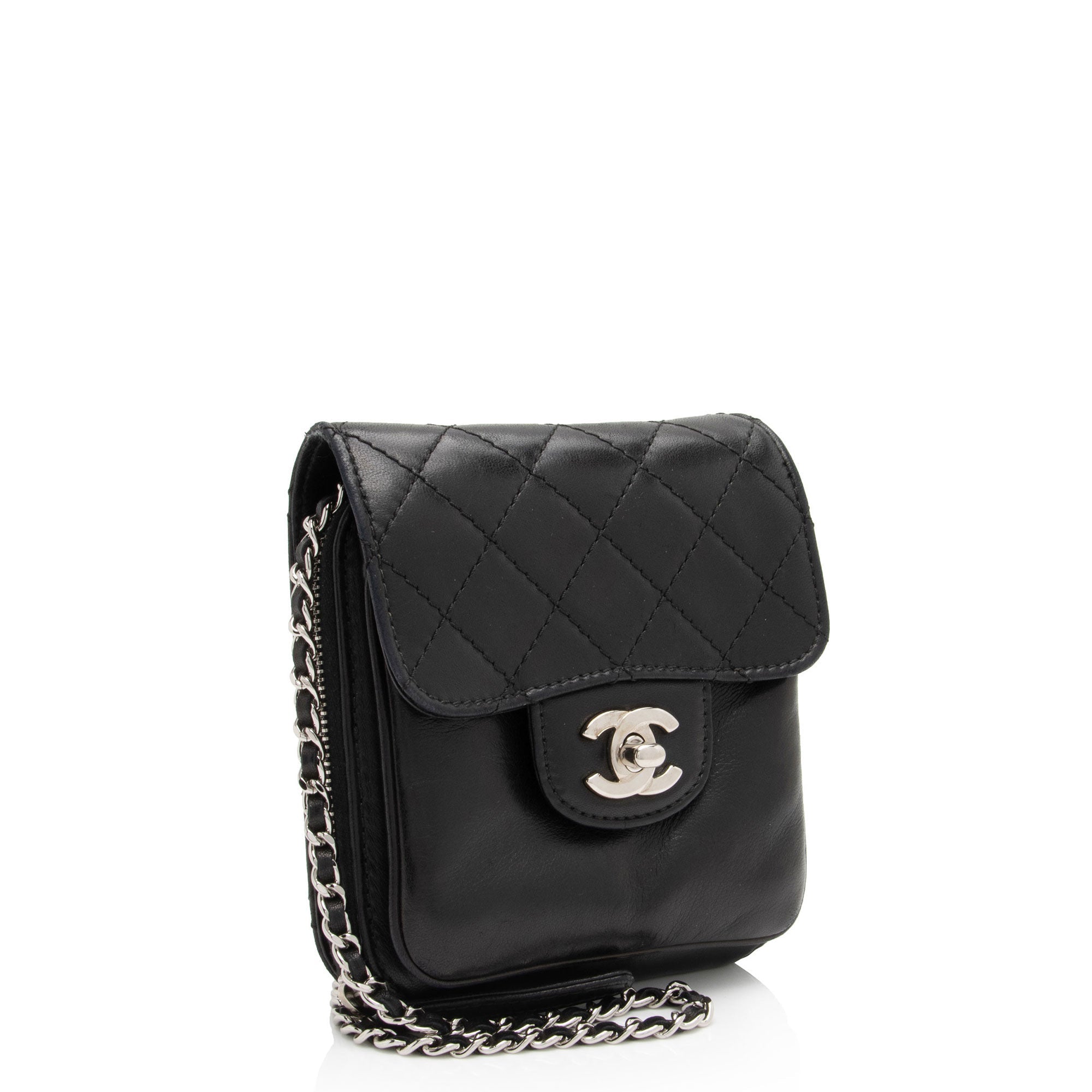 Chanel Lambskin Zip Around Mini Wallet on Chain Crossbody