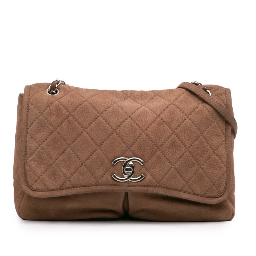 Chanel Large Quilted Nubuck Natural Beauty Split Pocket Flap | Studio Nafay