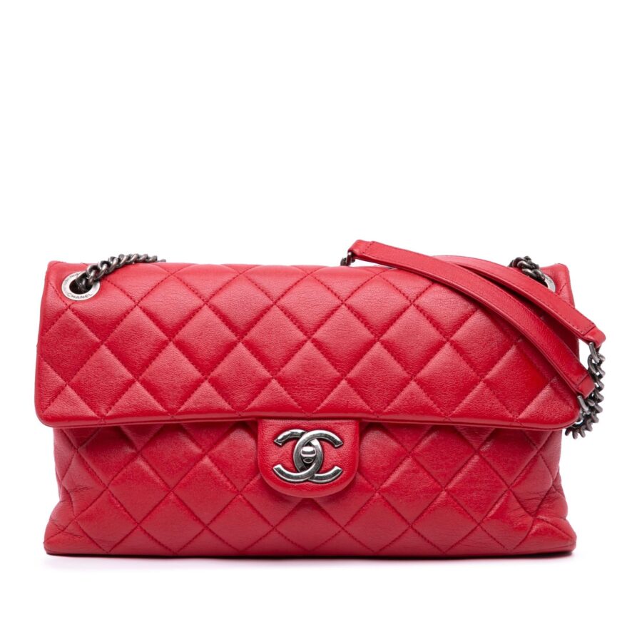 Chanel Large Quilted Shiny Lambskin Burgundy Rocks Flap | Studio Nafay