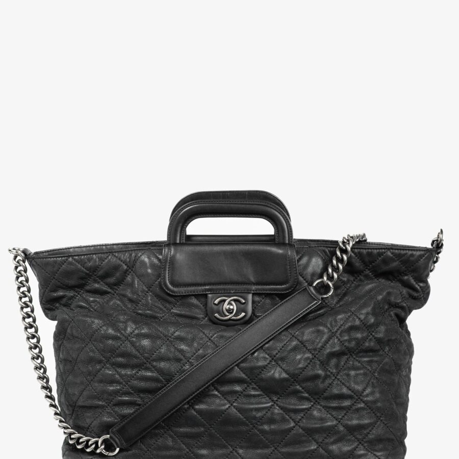Chanel In-The-Mix Black Large Iridescent Calfskin Quilted Tote | Studio Nafay