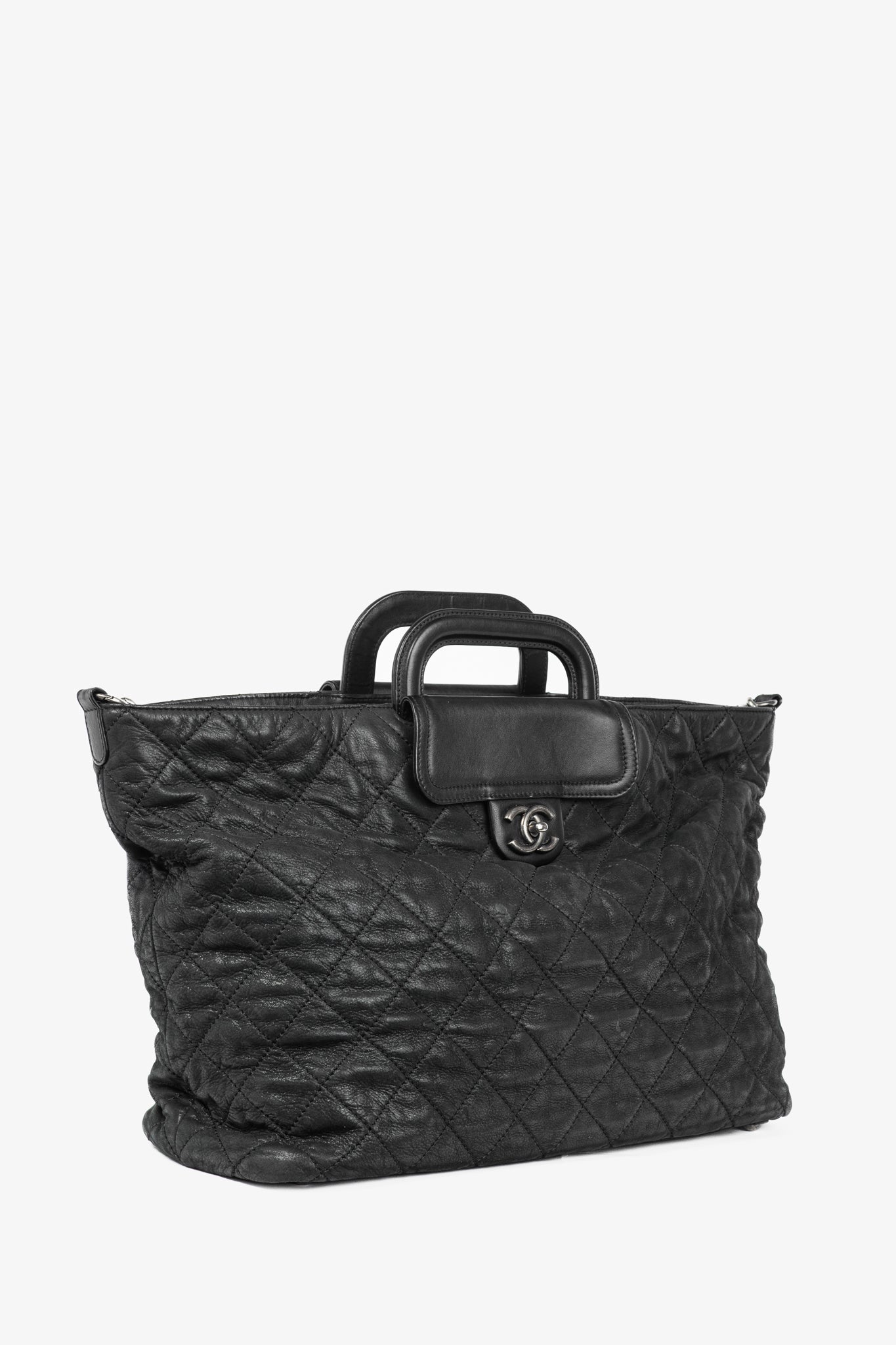 Chanel In-The-Mix Black Large Iridescent Calfskin Quilted Tote