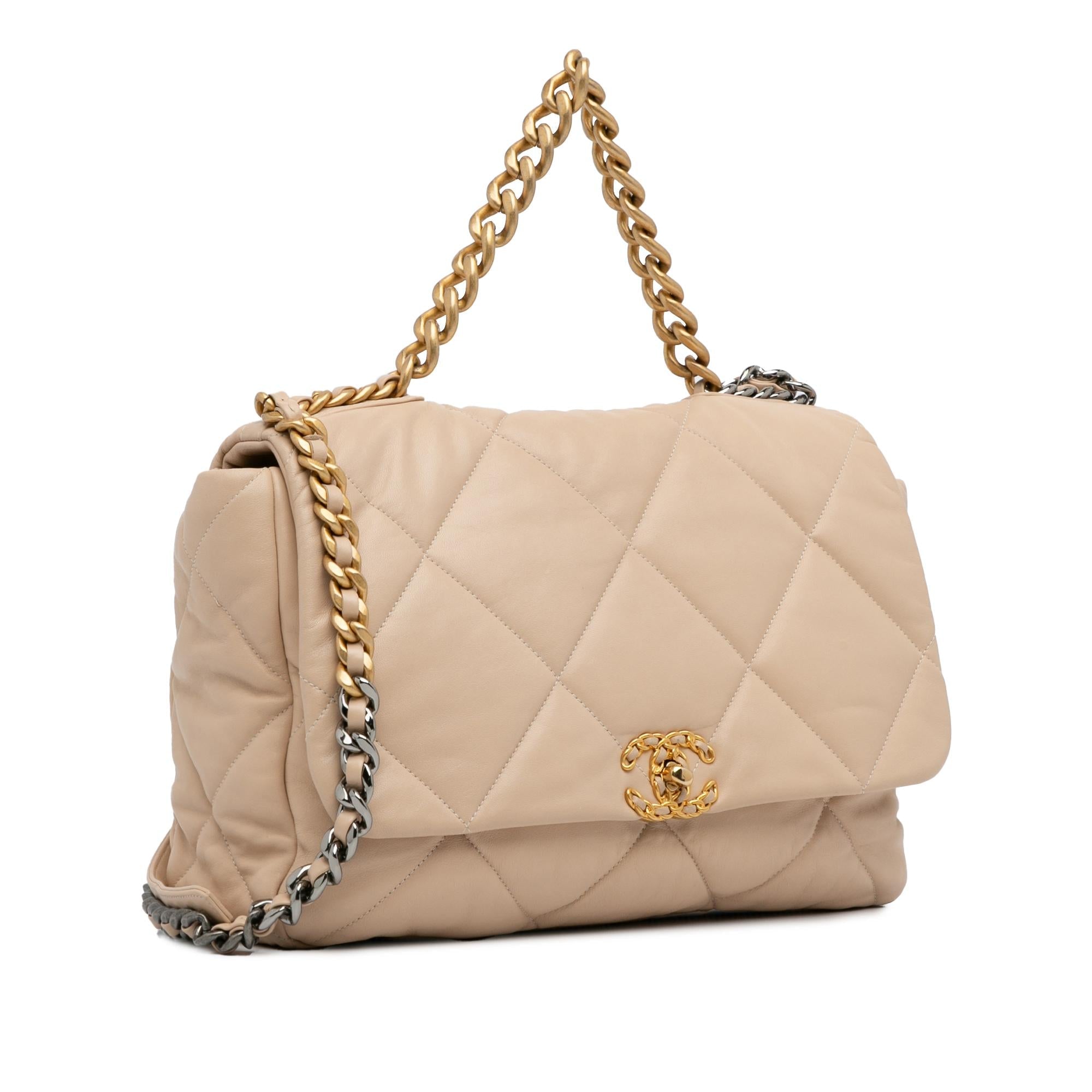 Chanel Maxi Lambskin 19 Flap Satchel Shoulder Bag