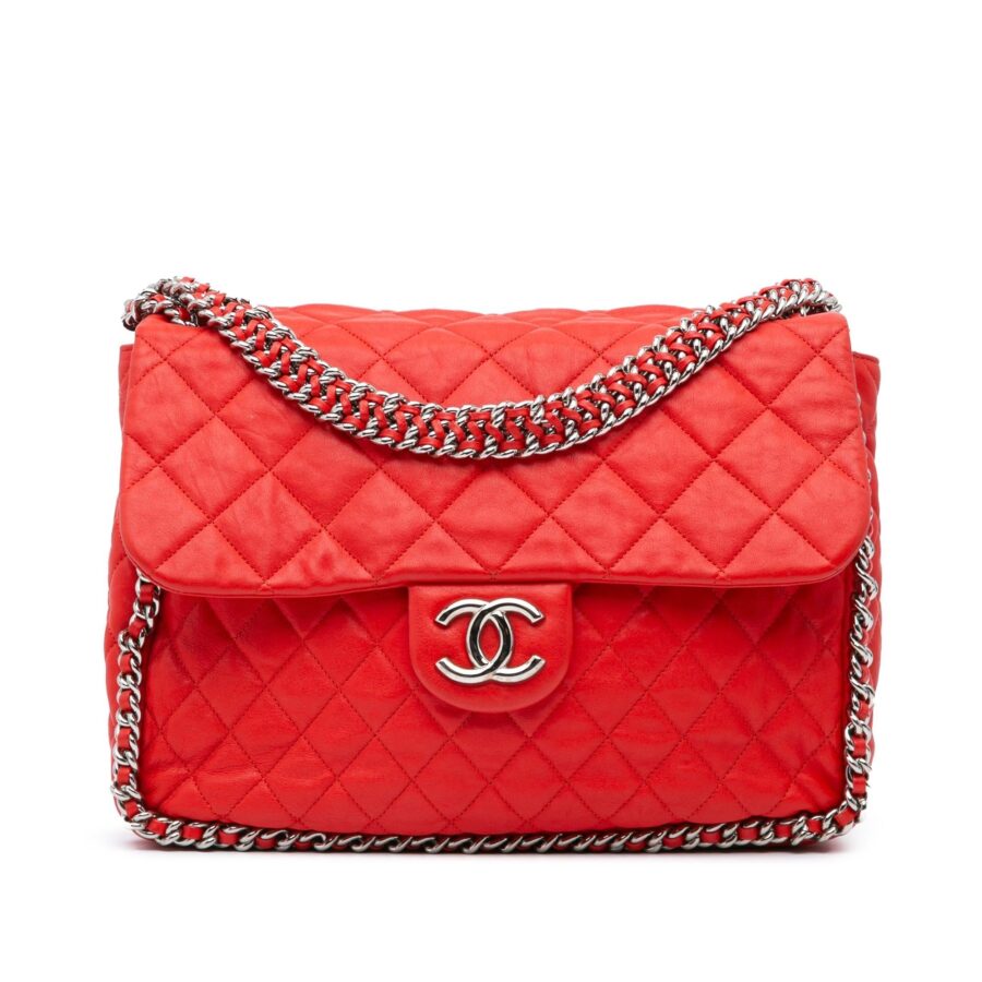 Chanel Maxi Washed Lambskin Chain Around Flap | Studio Nafay
